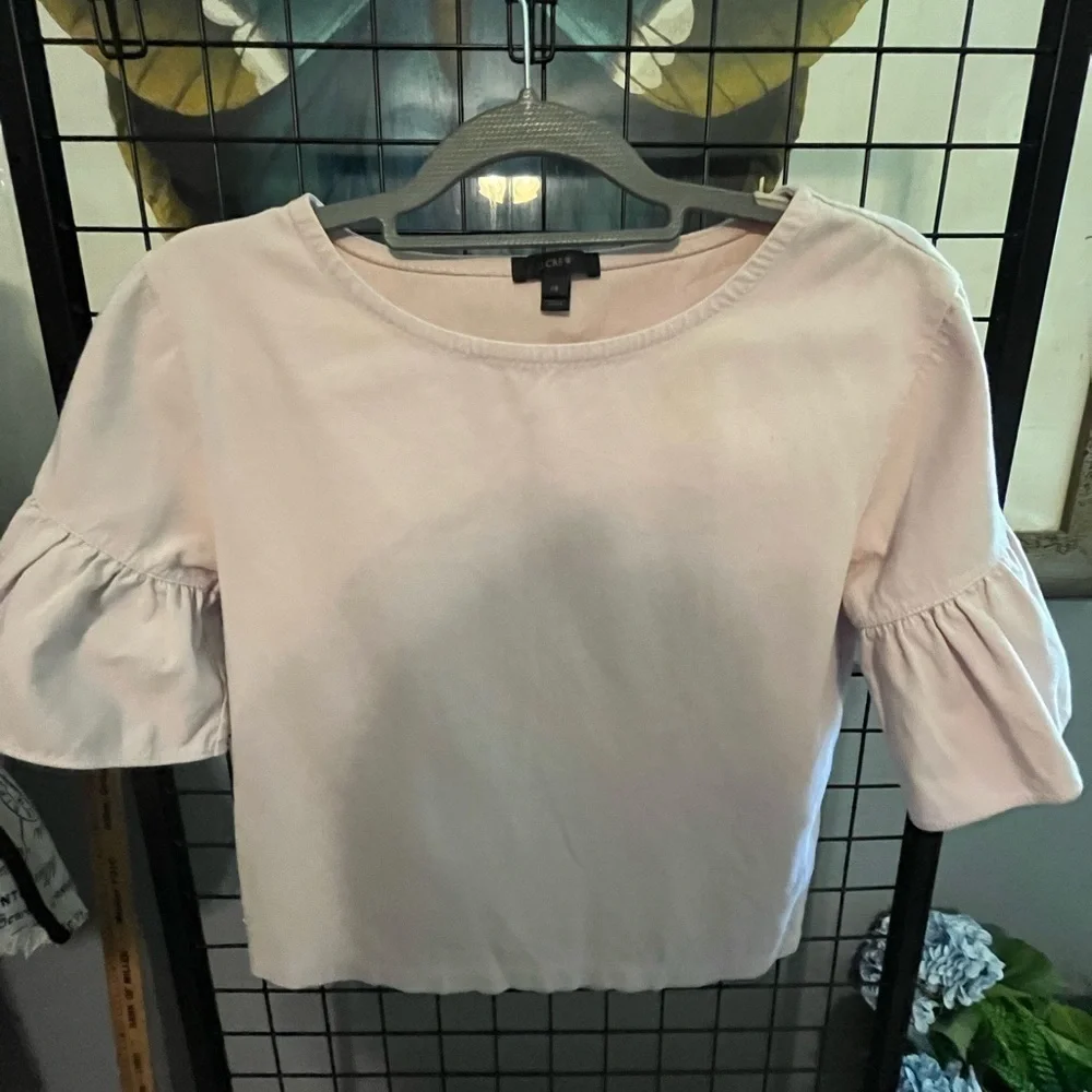J. Crew Light Pink Blouse with Puff Sleeves